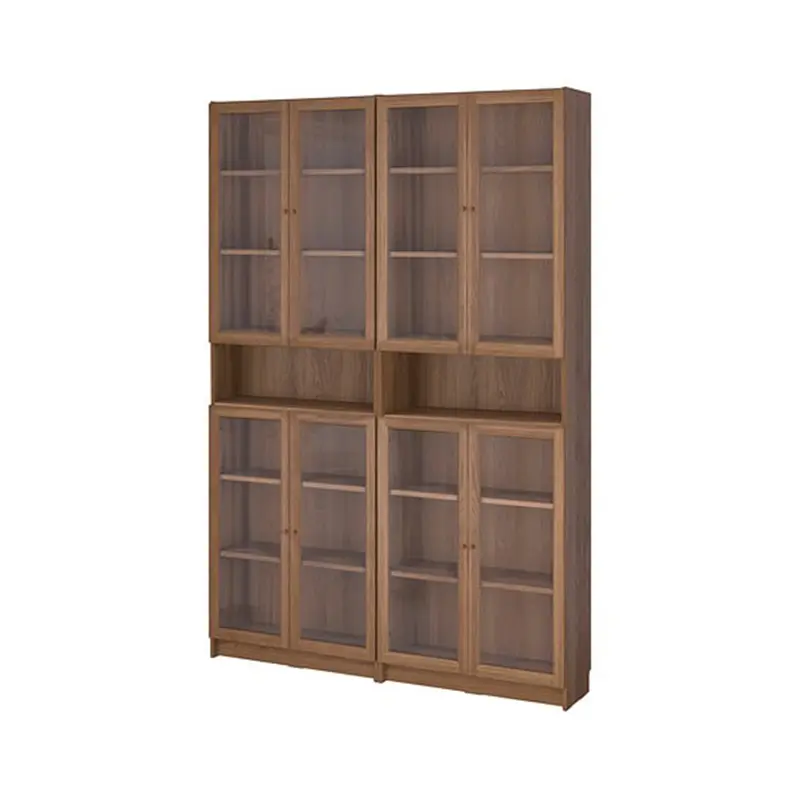 AmericanFrench country oak vintage old bookcase combined glass door multi-layer bookshelf sideboard-product
