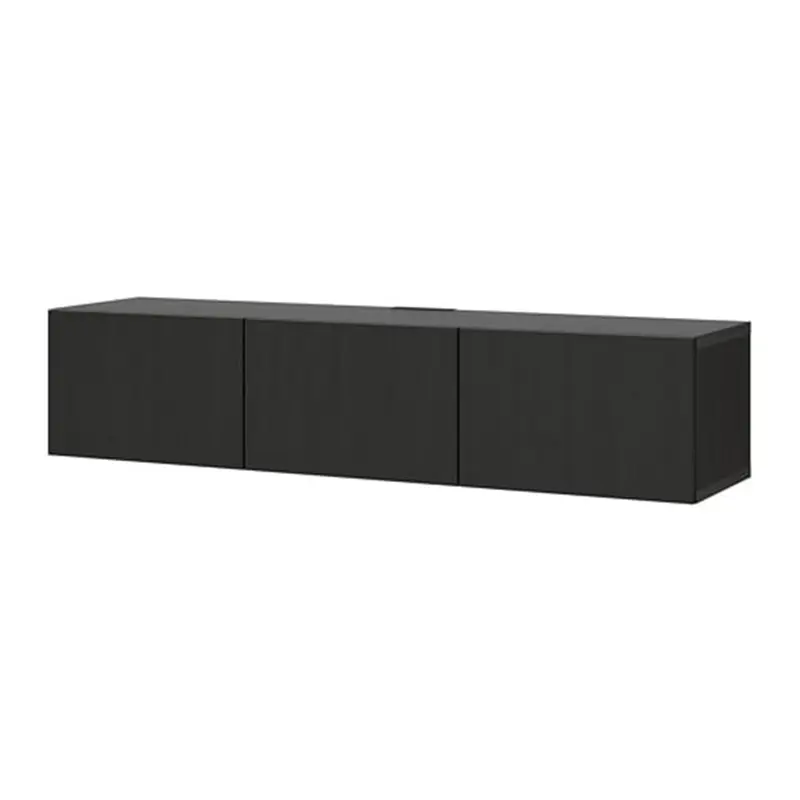 Three-compartment wood grain storage living room cabinet